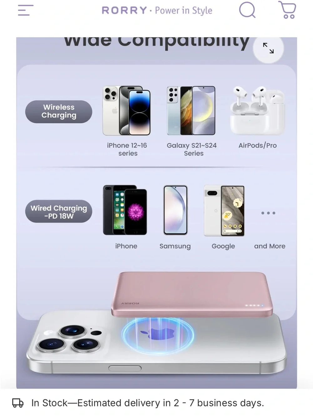 Purple/Silver Magnetic Power Bank for Smartphones
